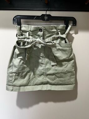 Blu Pepper Light Green Paperbag Waist Mini Skirt